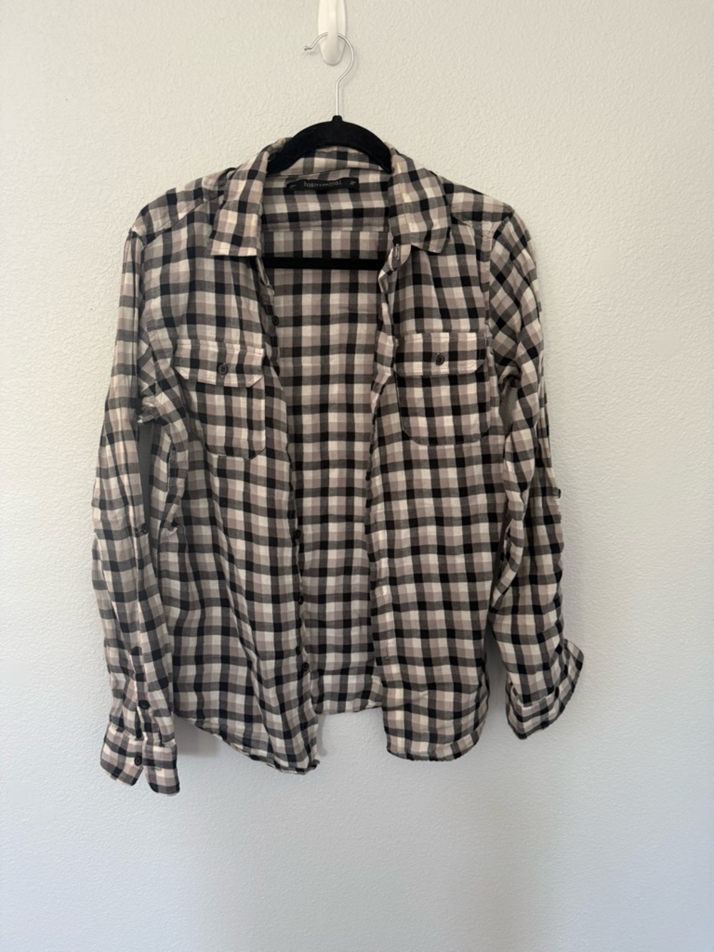 Heritage 1981 Black White Lavender Plaid Shirt Size Small